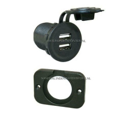 USB Lader Inbouw + Frame 12 / 24 Volt 2-Voudig 4,8 Ah