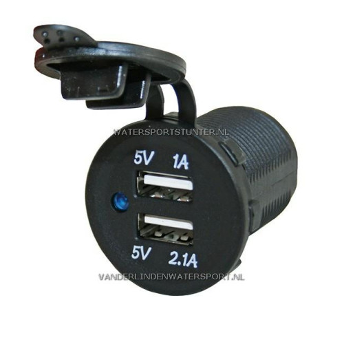 PL USB Lader Inbouw 12 / 24 Volt 2-Voudig 3,1 Ah